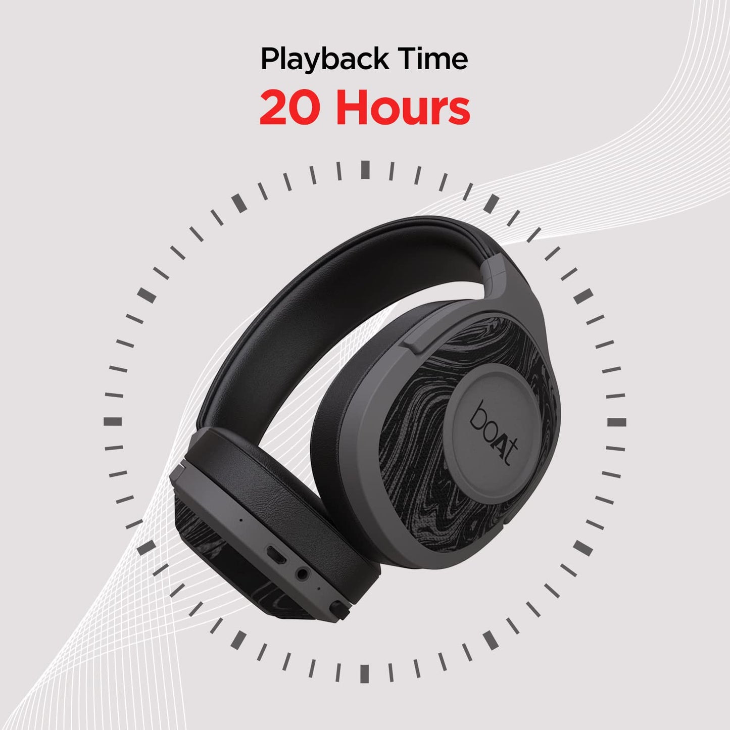 boAt Rockerz 550/Rockerz 558 Over Ear Bluetooth Headphones with Upto 20 Hours Playback, 50MM Drivers, Soft Padded Ear Cushions and Physical Noise Isolation(Black)