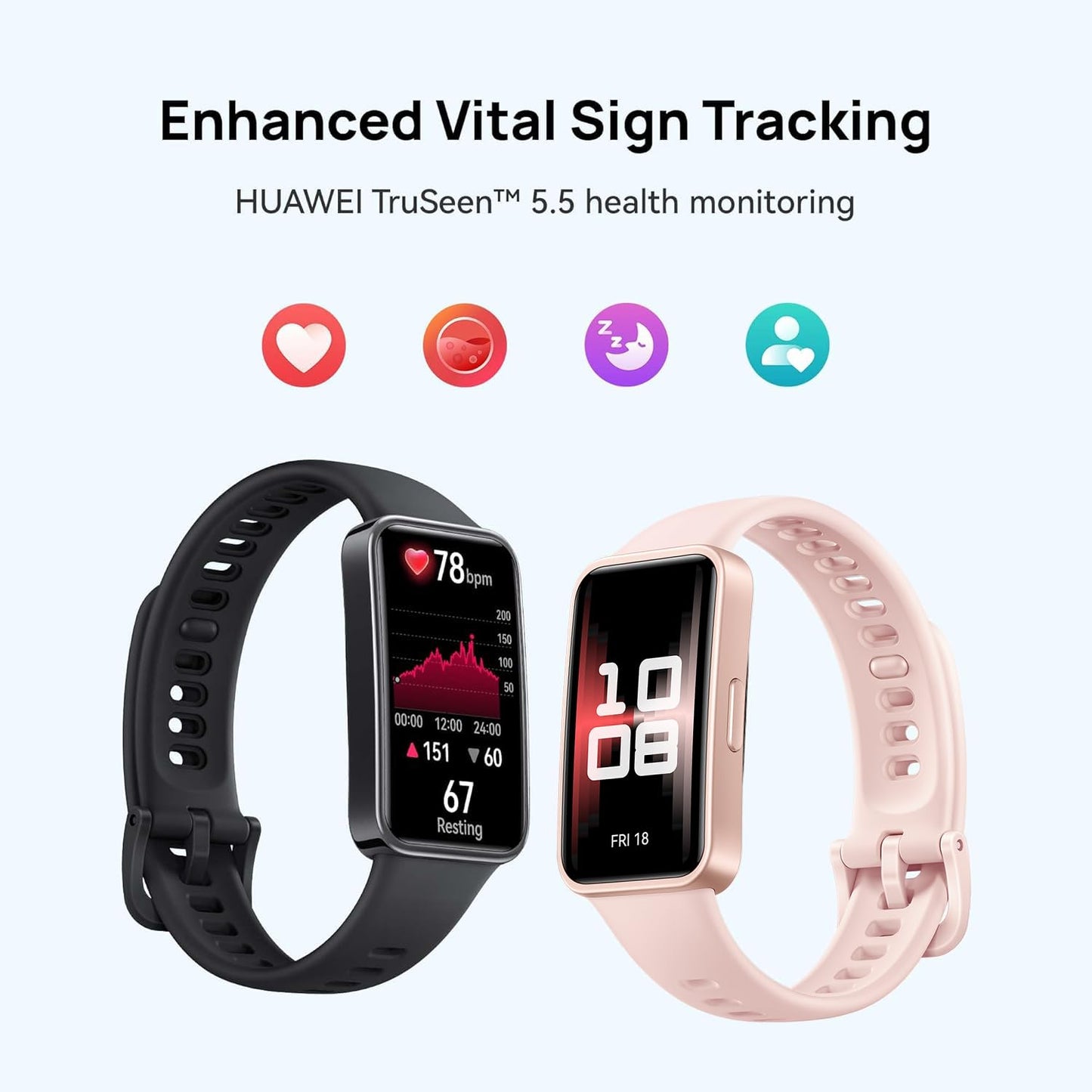 Huawei Band 9, Comfortable All-Day Wearing, Sleep Tracking, Fast Charging, Durable Battery, Intelligent Brightness Adjustments, 100 Different Workout Modes, Compatible with iOS&Android (Black)