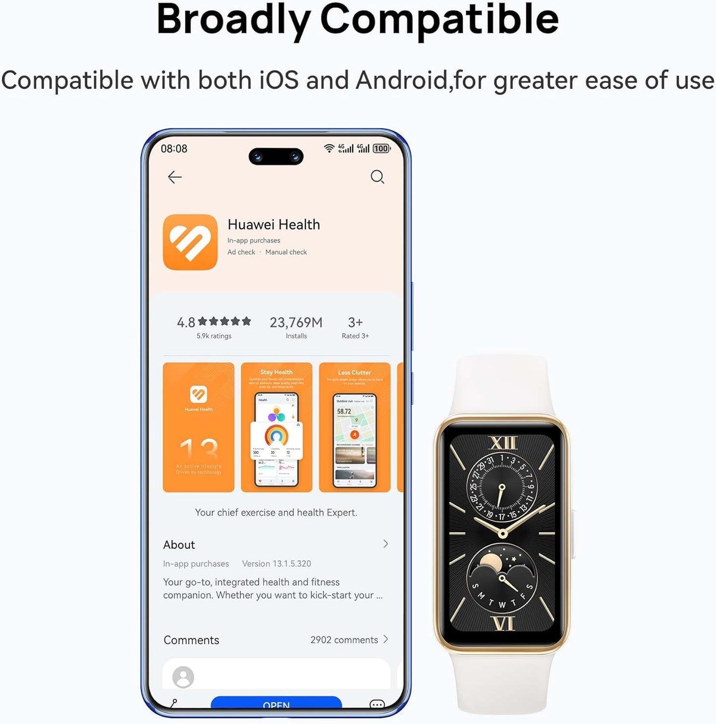 Huawei Band 9, Comfortable All-Day Wearing, Sleep Tracking, Fast Charging, Durable Battery, Intelligent Brightness Adjustments, 100 Different Workout Modes, Compatible with iOS&Android (Black)