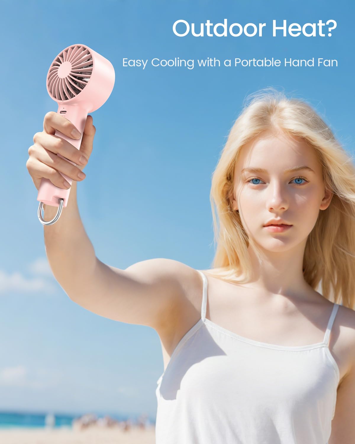 ARCTICOOL Ice-Cool Portable Mini Fan with Semiconductor Cooling Tech - 7500RPM Rechargeable Handheld Fan with Buckle, 2000mAh Battery, Pocket-Sized Cooling for Makeup, Travel, and Outdoor Use (Pink)