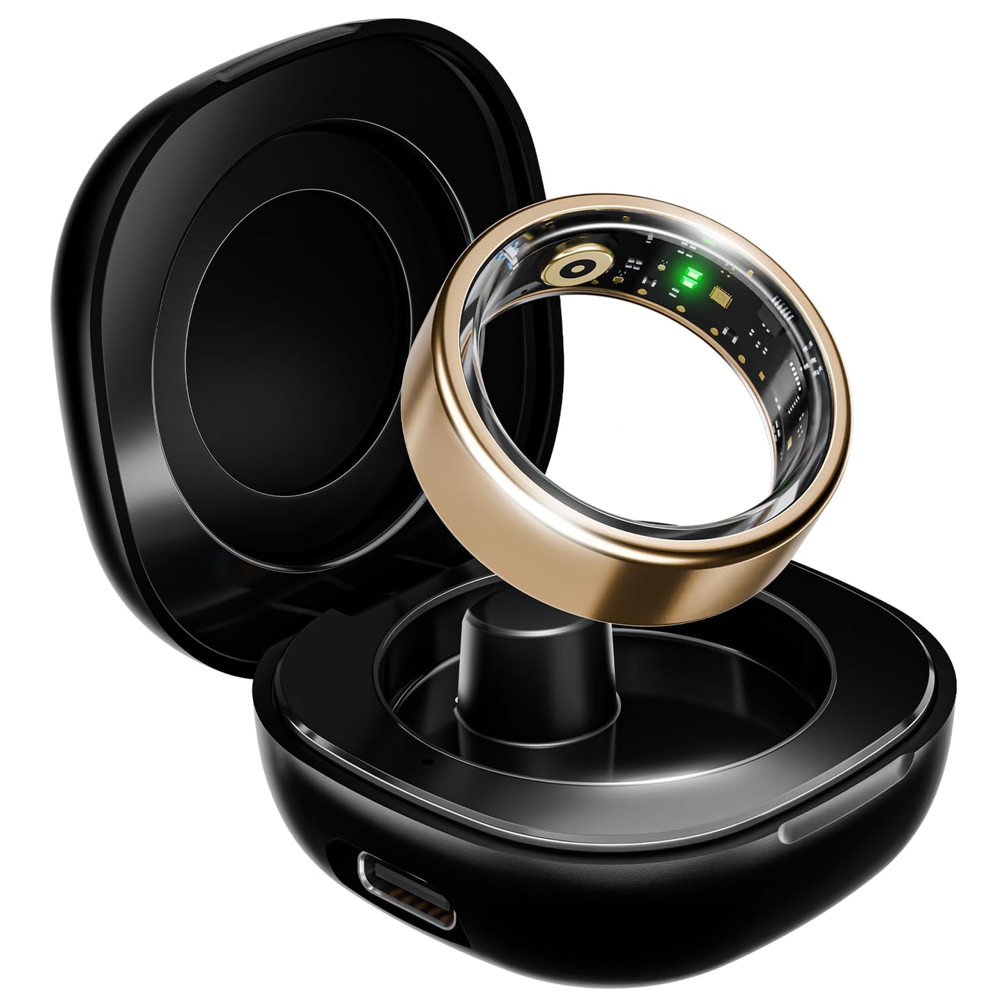 boAt SmartRing Active w/Stylish Stainless-Steel & Lightweight, Health Monitor, Magnetic Charging Case, 5ATM,Crest App & Coins, 20+ Sports Modes(Midnight Black 12)