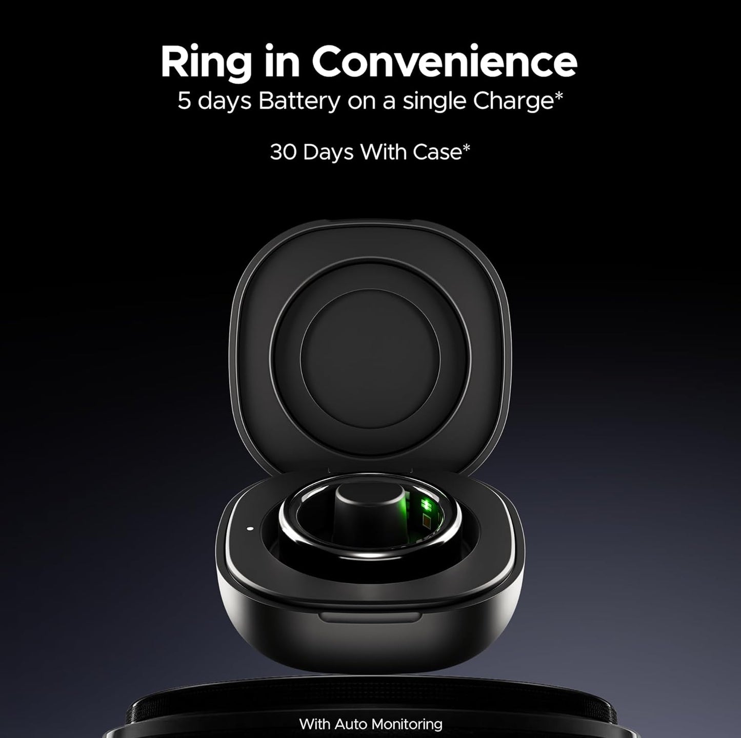 boAt SmartRing Active w/Stylish Stainless-Steel & Lightweight, Health Monitor, Magnetic Charging Case, 5ATM,Crest App & Coins, 20+ Sports Modes(Midnight Black 12)