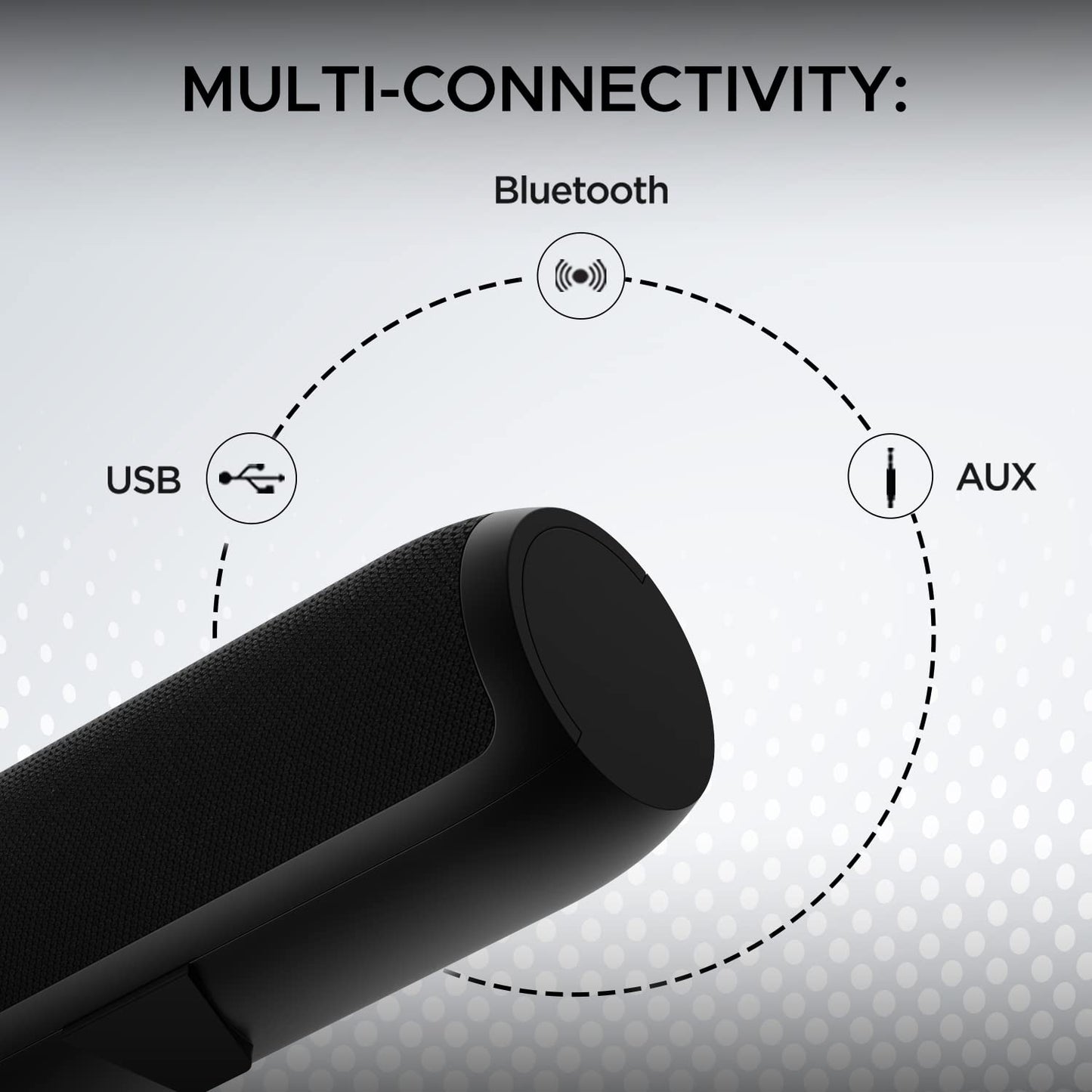 Boat Aavante Bar 610 Bluetooth Soundbar with 25W RMS Signature Sound, 2.0 Channel with Dual Passive Radiators, Upto 7 Hours Playback & Multi Connectivity(Charcoal Black)