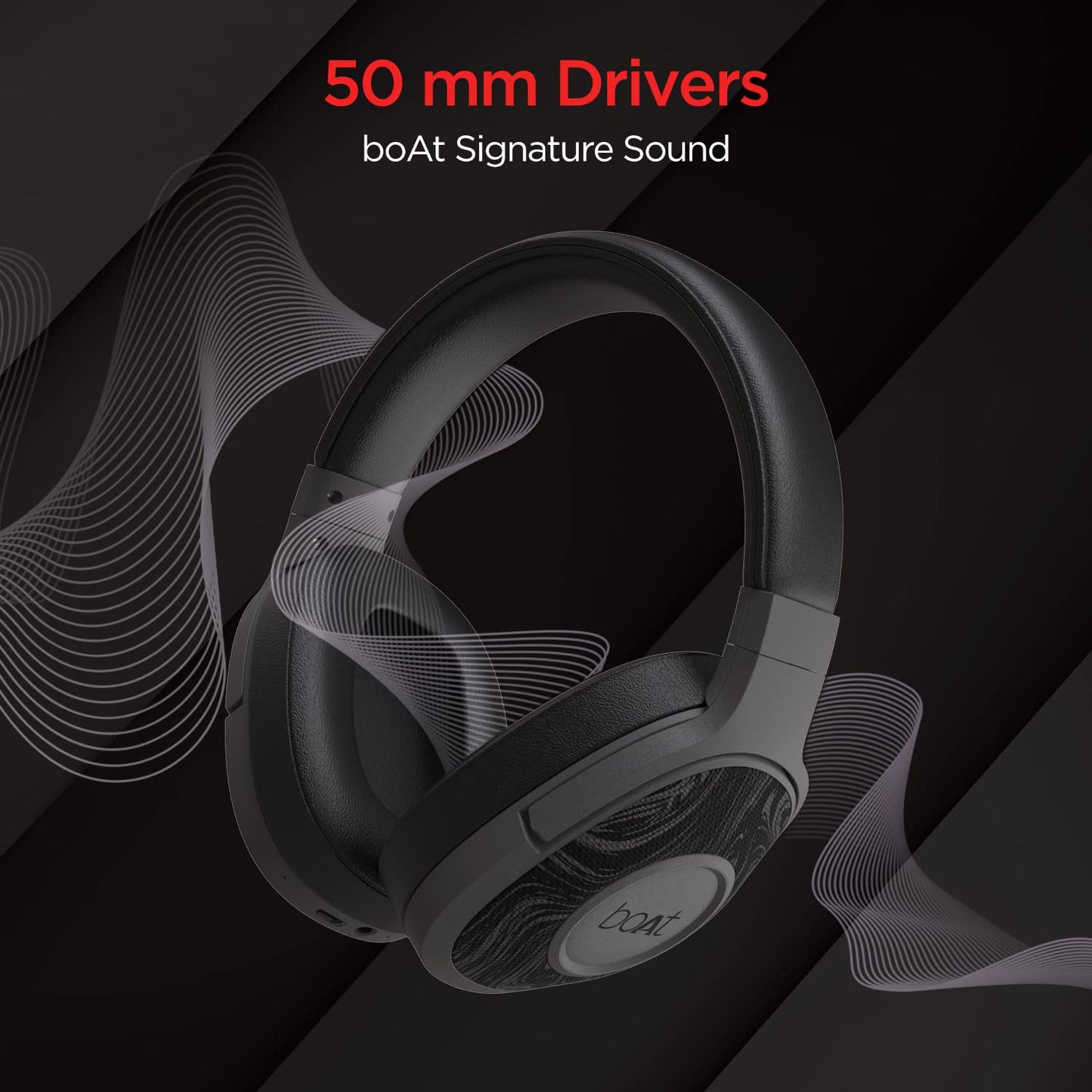 boAt Rockerz 550/Rockerz 558 Over Ear Bluetooth Headphones with Upto 20 Hours Playback, 50MM Drivers, Soft Padded Ear Cushions and Physical Noise Isolation(Black)