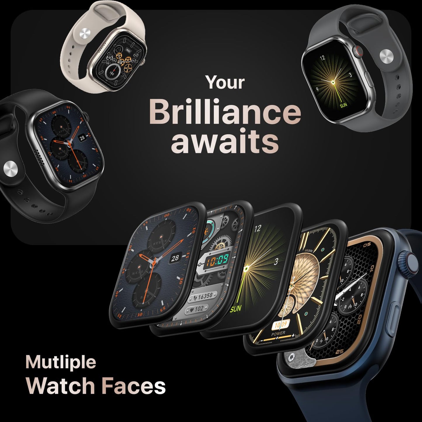 Fire-Boltt Brillia Smart Watch with 51.3mm (2.02 inch) AMOLED Display, Bluetooth Calling, SpO2, Heart Rate Monitoring, 120+ Sports Modes (Brillia, Black)