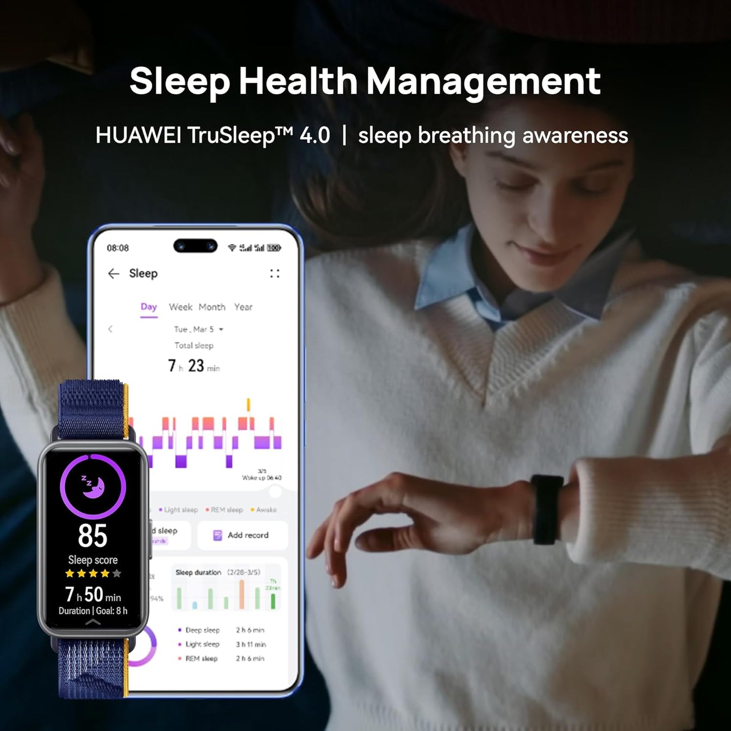 Huawei Band 9, Comfortable All-Day Wearing, Sleep Tracking, Fast Charging, Durable Battery, Intelligent Brightness Adjustments, 100 Different Workout Modes, Compatible with iOS&Android (Black)