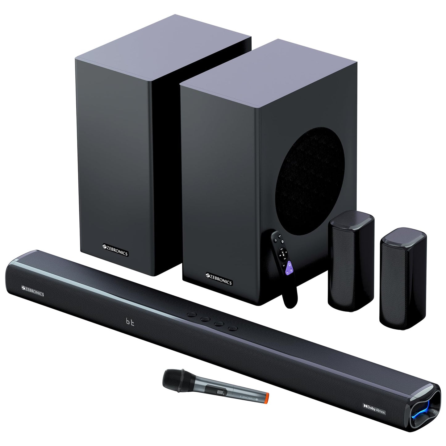 ZEBRONICS Juke BAR 7600 Soundbar, 300 Watts, 5.1 Surround, Dual Rear Satellites, Triple Driver Soundbar, 6.5"" Subwoofer, Bluetooth | HDMI (ARC) | Optical | USB | AUX
