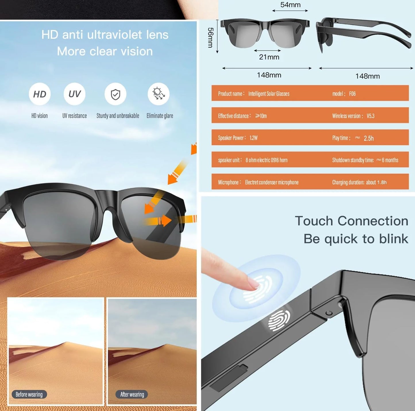Calyrex Smart Glasses, Polarized Bluetooth Sunglasses, Built-in Mic & Speakers, Voice Assistant, UV Protection Audio Sun Glass