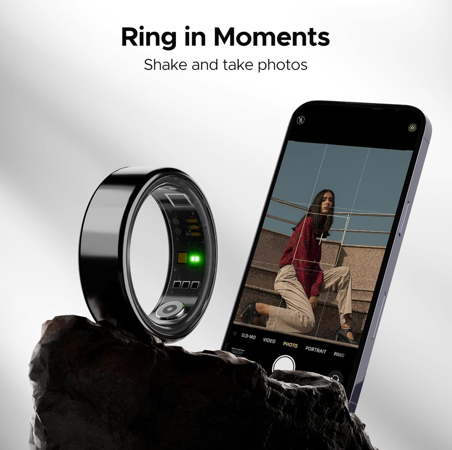 boAt SmartRing Active w/Stylish Stainless-Steel & Lightweight, Health Monitor, Magnetic Charging Case, 5ATM,Crest App & Coins, 20+ Sports Modes(Midnight Black 12)