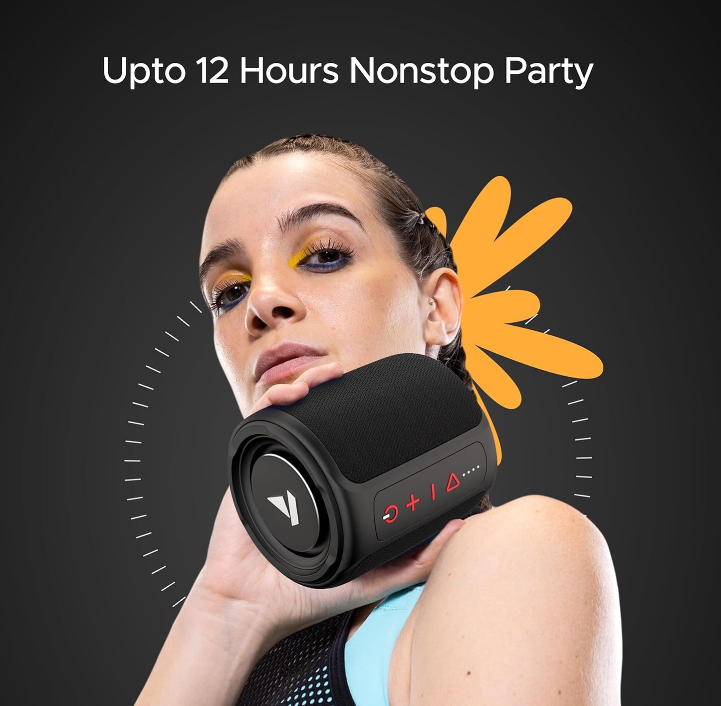 Boat Stone 352 Bluetooth Speaker with 10W RMS Stereo Sound, IPX7 Water Resistance, TWS Feature, Up to 12H Total Playtime, Multi-Compatibility Modes and Type-C Charging(Raging Black)