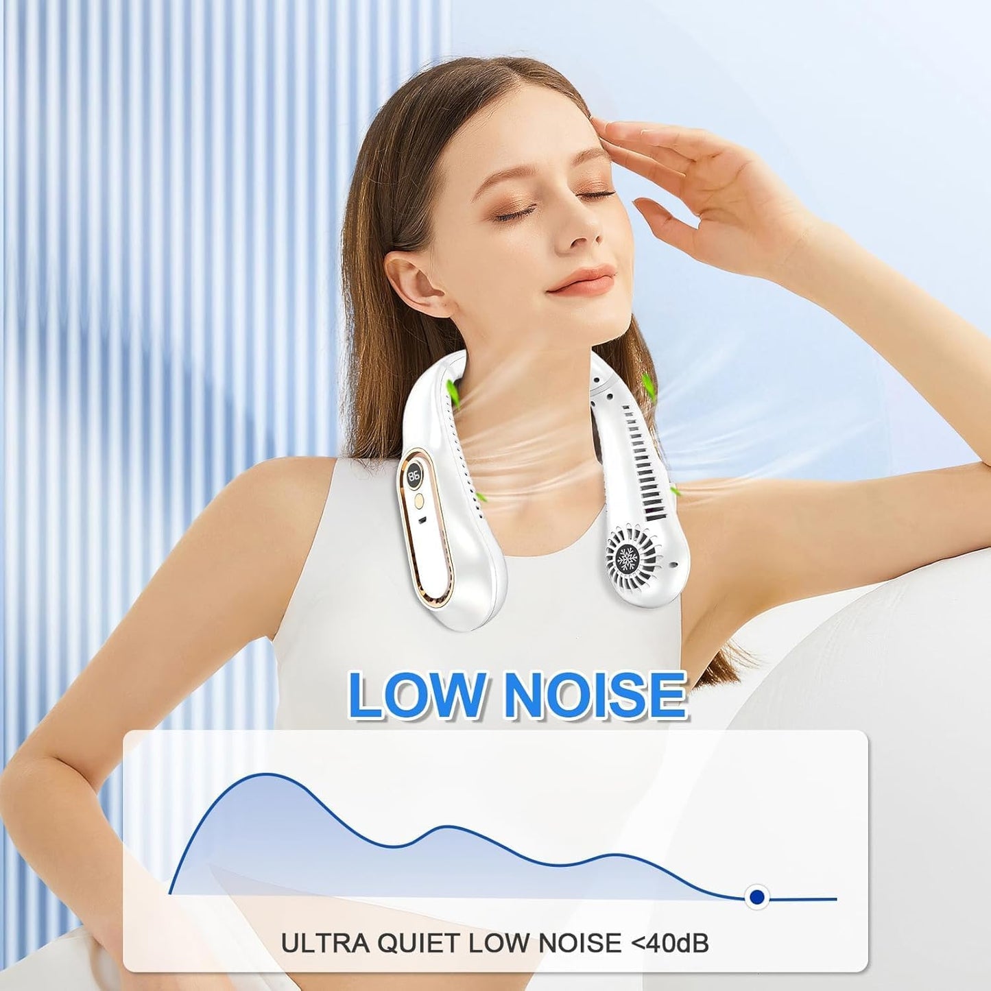 NIDAN Portable Neck Fan – Hands-Free Bladeless Wearable Fan, Ultra-Light Rechargeable USB Fan with 3 Speeds & 48 Air Outlets – Personal Cooling Fan for Travel, Sports, Office, Home