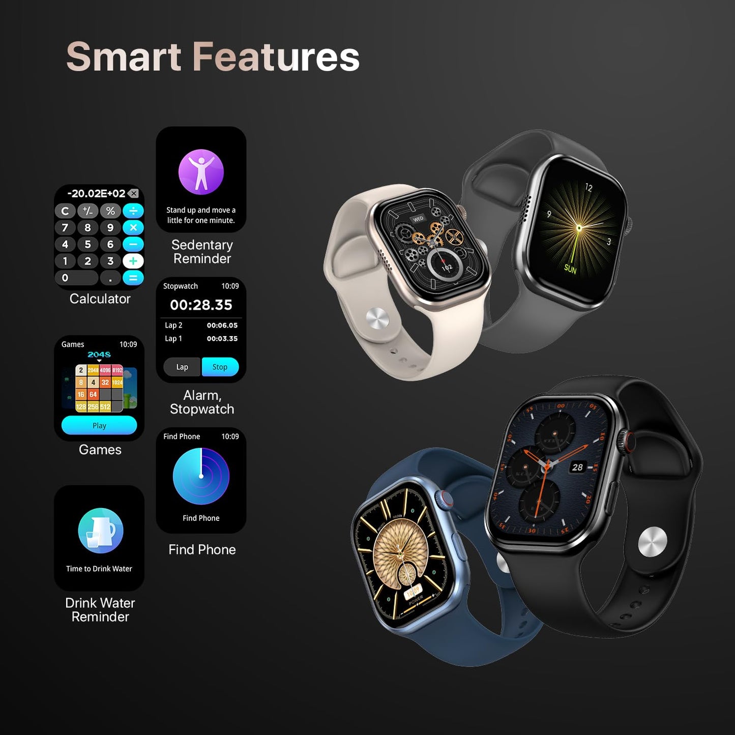 Fire-Boltt Brillia Smart Watch with 51.3mm (2.02 inch) AMOLED Display, Bluetooth Calling, SpO2, Heart Rate Monitoring, 120+ Sports Modes (Brillia, Black)