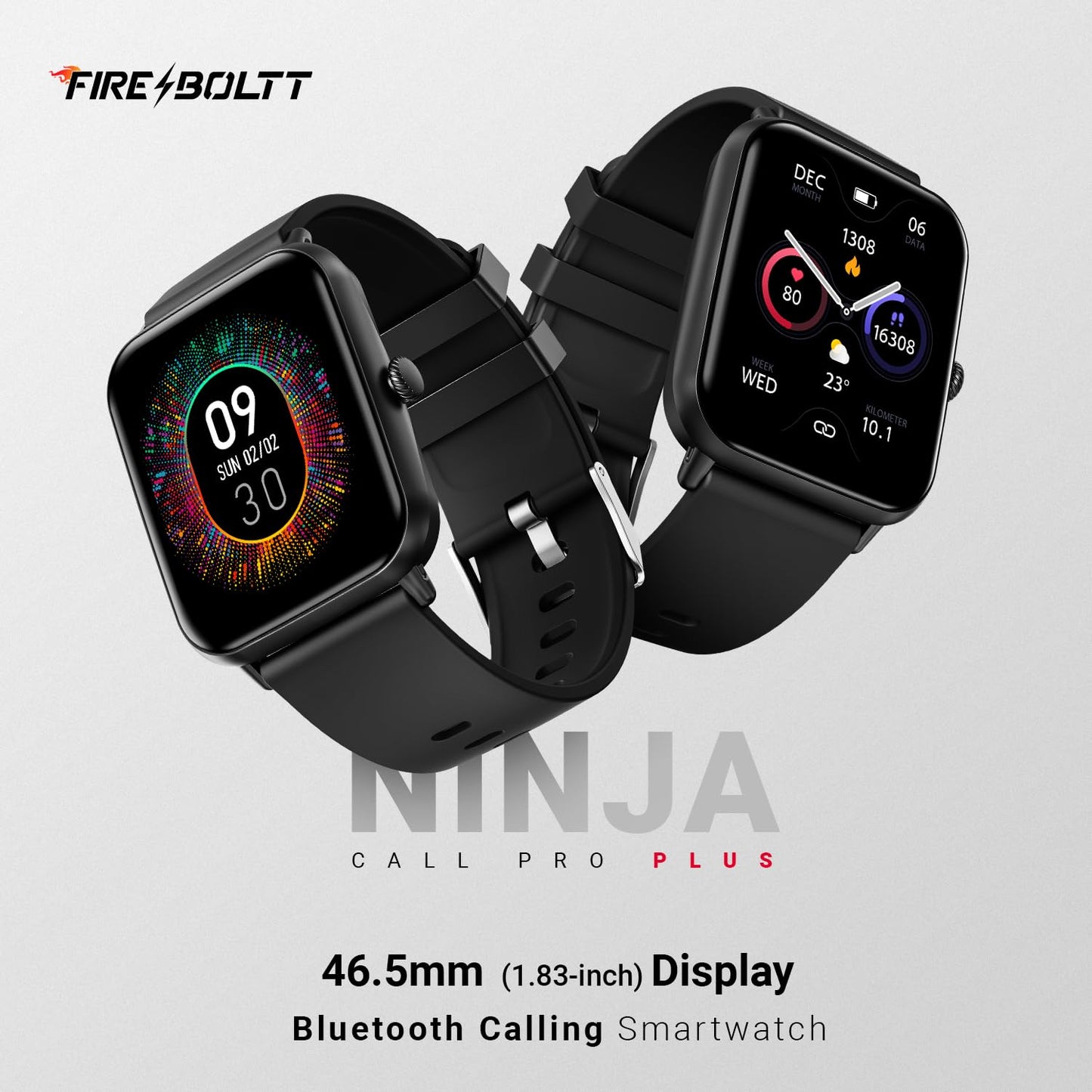 Fire-Boltt Ninja Call Pro Plus Smart Watch 1.83 inch with Bluetooth Calling, AI Voice Assistance, 100 Sports Modes IP67 Rating, 240 * 280 Pixel High Resolution (Black)