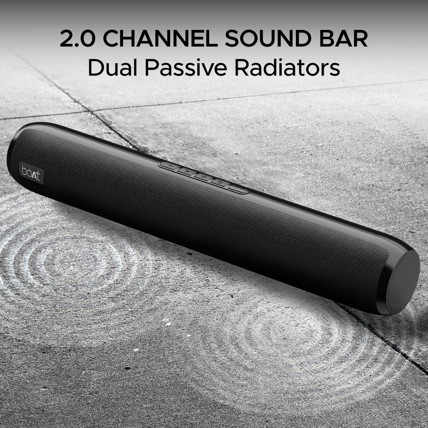 Boat Aavante Bar 610 Bluetooth Soundbar with 25W RMS Signature Sound, 2.0 Channel with Dual Passive Radiators, Upto 7 Hours Playback & Multi Connectivity(Charcoal Black)