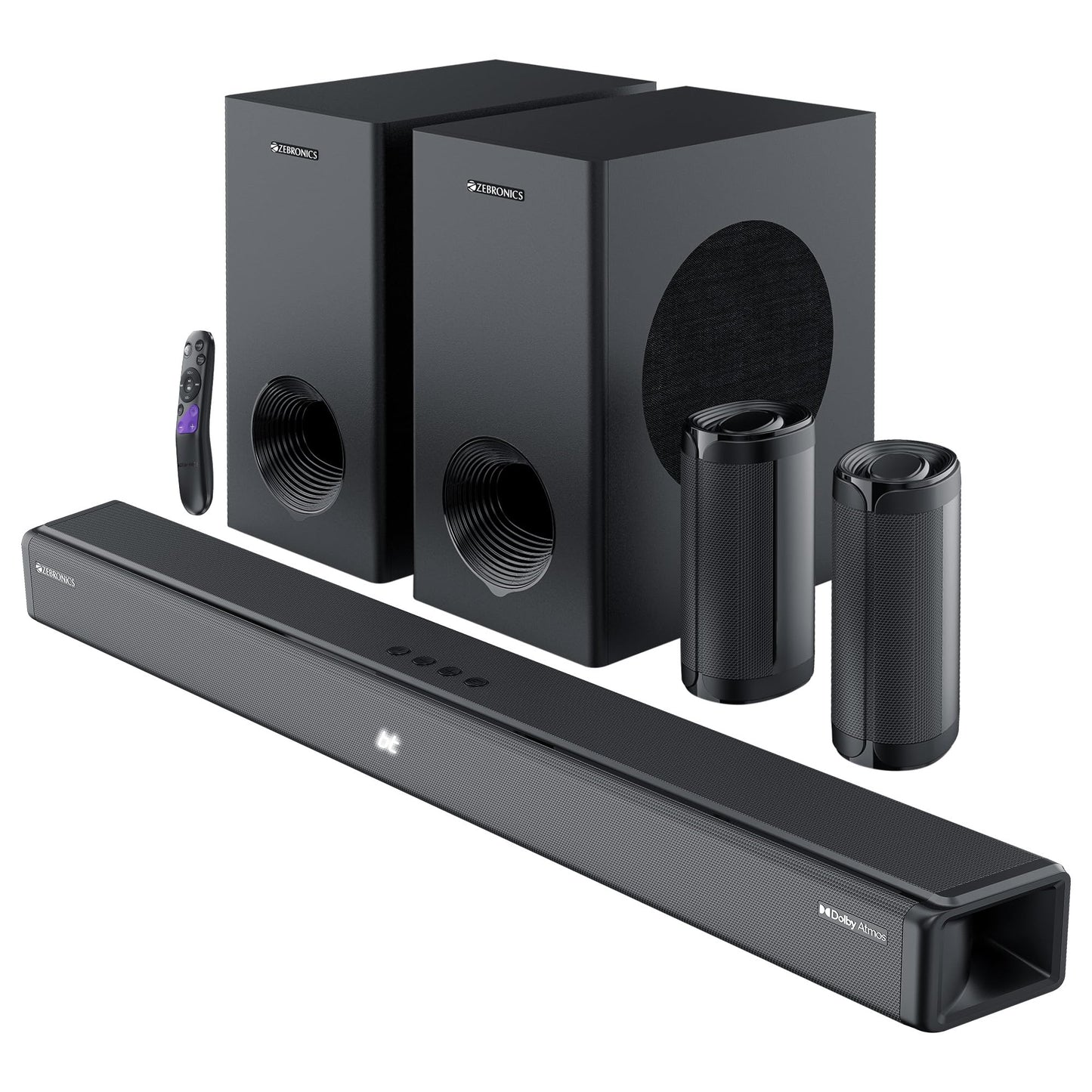 ZEBRONICS Juke BAR 7600 Soundbar, 300 Watts, 5.1 Surround, Dual Rear Satellites, Triple Driver Soundbar, 6.5"" Subwoofer, Bluetooth | HDMI (ARC) | Optical | USB | AUX