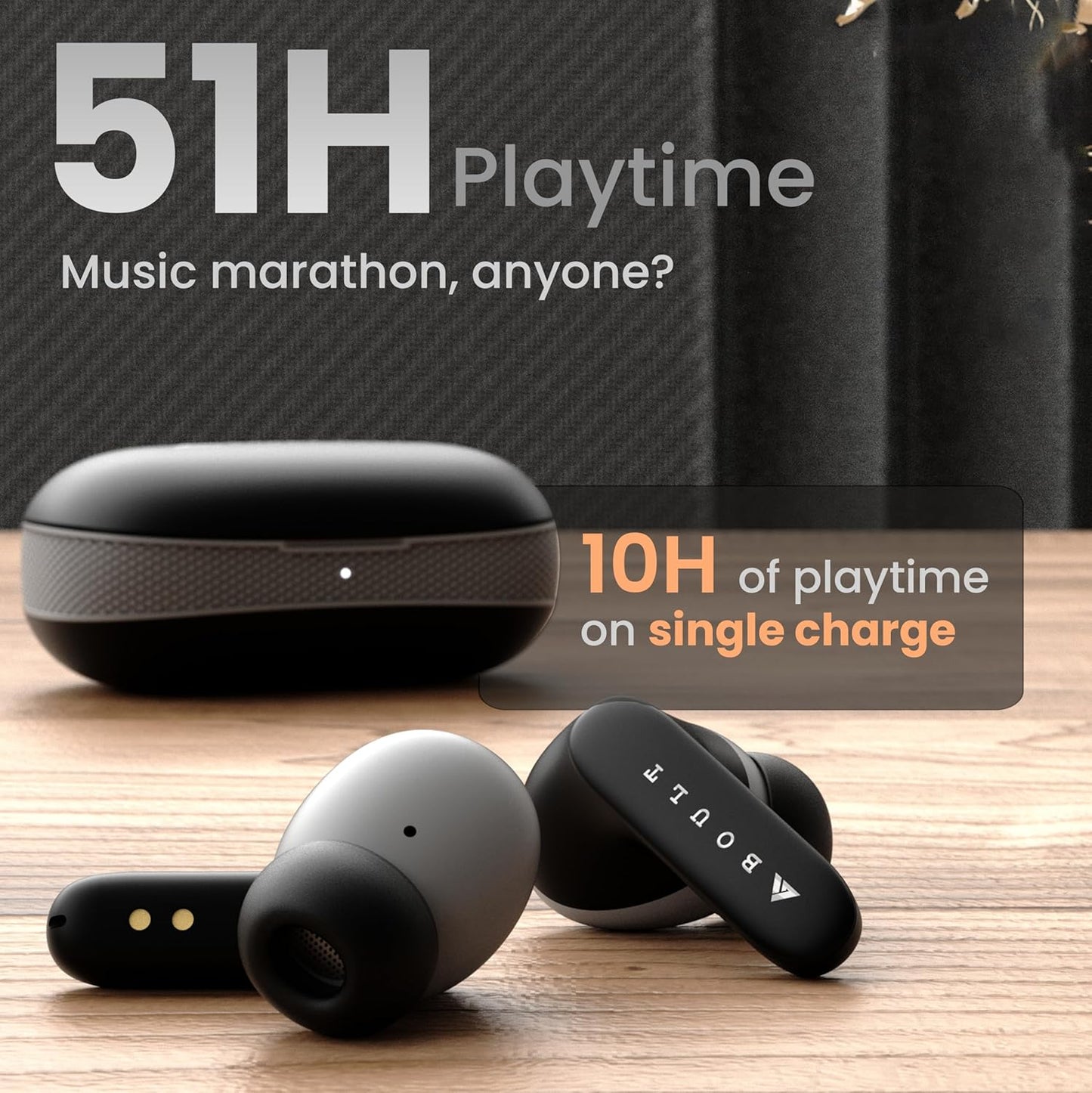 Boult Z20 Truly Wireless Bluetooth Ear Buds with 51H Playtime, Zen™ Calling ENC Mic, Made in India, Low Latency Gaming, Touch Controls, Rich Bass Drivers, TWS Earbuds Bluetooth Wireless (Jet Black)