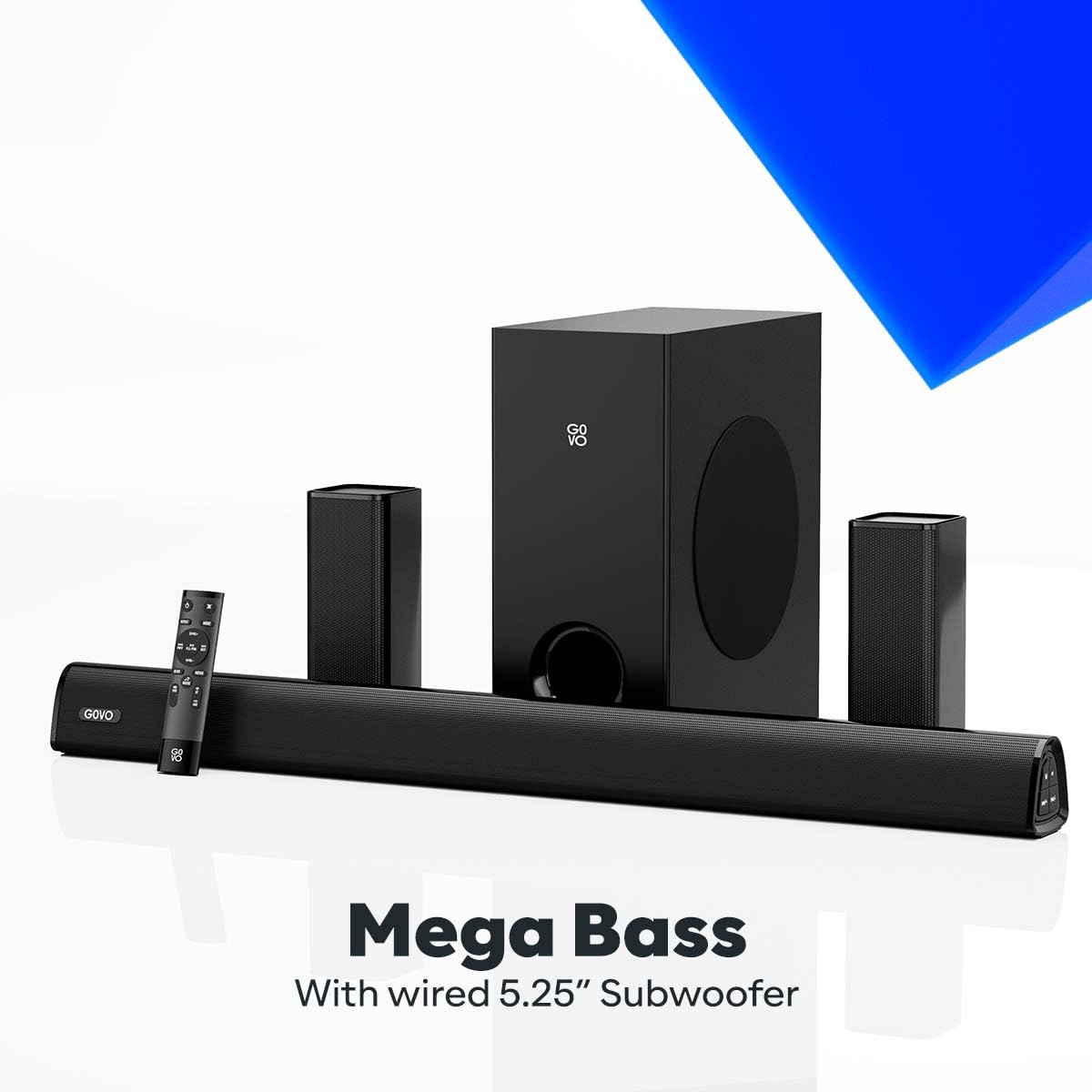 GOVO GOSURROUND 945 | 120W Sound bar, 5.1 Channel Home Theatre with Mega subwoofer, Dual Rear Satellites, AUX, USB & Bluetooth, 3 Equalizer Modes, Stylish Remote & LED Display (Platinum Black)