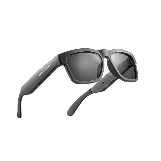 OhO sunshine Unisex-adult Audio Rectangular Polarized Sunglasses, Bluetooth 5.0 Version Wireless, Open Ear Style Listen Music and Calls - Pack of 1 (Black Frame-black Lens, One Size)