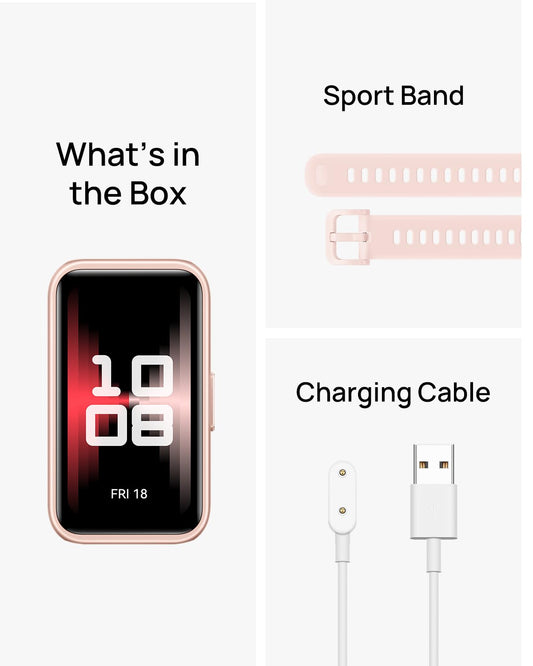 Huawei Band 9, Comfortable All-Day Wearing, Sleep Tracking, Fast Charging, Durable Battery, Intelligent Brightness Adjustments, 100 Different Workout Modes, Compatible with iOS&Android (Pink)