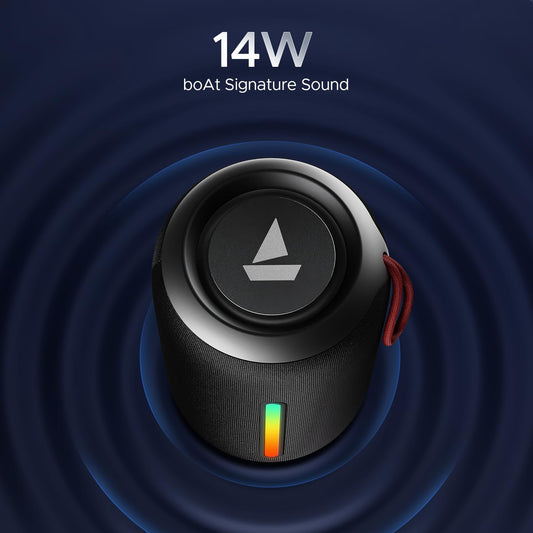 boAt Stone 352 Pro/Stone 358 Pro w/ 14W Signature Sound, Up to 12 Hours Playback, RGB LEDs, TWS Feature, Built-in Mic, BTv5.3, AUX Port, IPX5 & Type-C Interface Bluetooth Speaker (Raging Black)