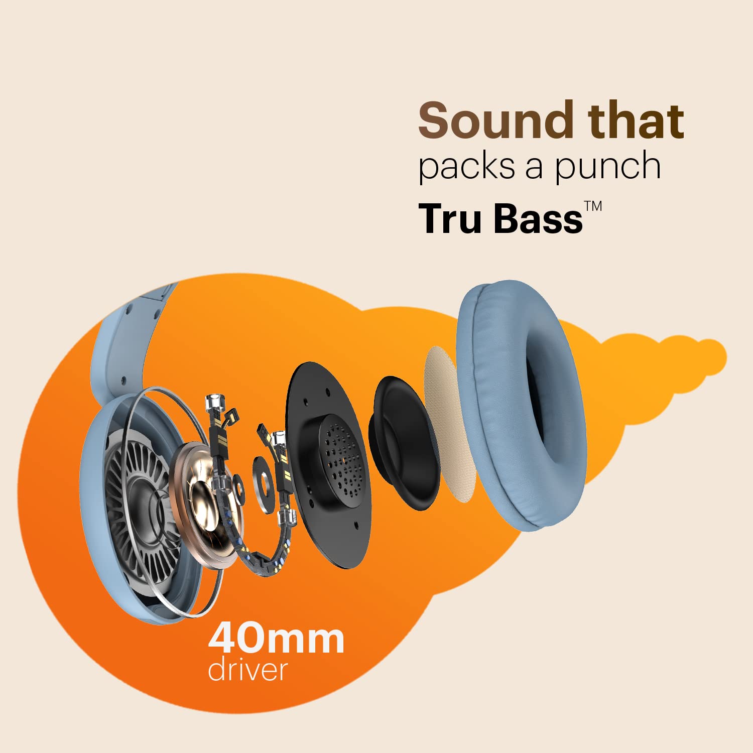 Noise Two Wireless On-Ear Headphones with 50 Hours Playtime, Low Latency(up to 40ms), 4 Play Modes, Dual Pairing, BT v5.3 (Serene Blue)