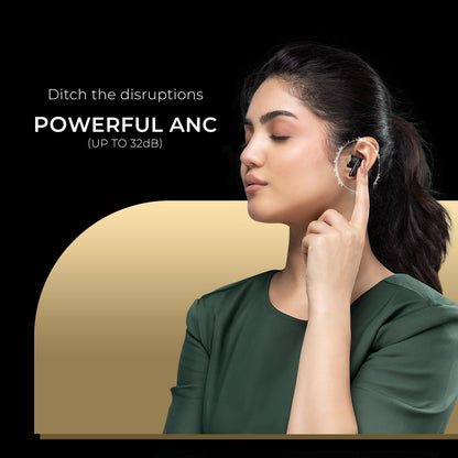 Noise Buds N1 Pro in-Ear Truly Wireless Earbuds with Metallic Finish, ANC(Upto 30dB), 60H of Playtime, Dual Pairing, Instacharge(10 min=200 min), BT v5.3(Chrome Black)