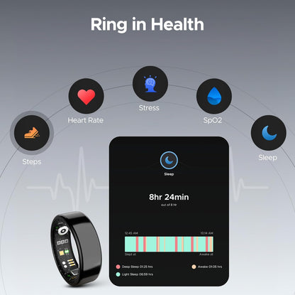 boAt SmartRing Active w/Stylish Stainless-Steel & Lightweight, Health Monitor, Magnetic Charging Case, 5ATM,Crest App & Coins, 20+ Sports Modes(Midnight Black 12)