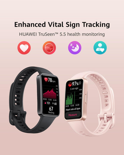 Huawei Band 9, Comfortable All-Day Wearing, Sleep Tracking, Fast Charging, Durable Battery, Intelligent Brightness Adjustments, 100 Different Workout Modes, Compatible with iOS&Android (Pink)