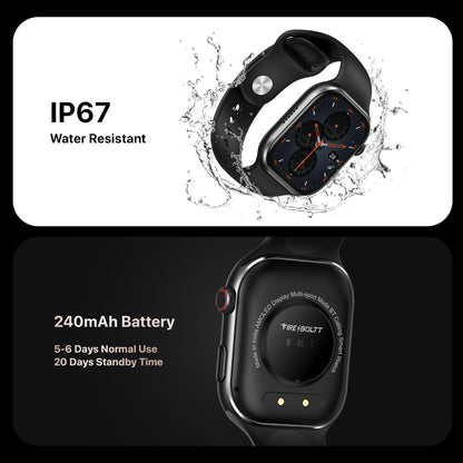 Fire-Boltt Brillia Smart Watch with 51.3mm (2.02 inch) AMOLED Display, Bluetooth Calling, SpO2, Heart Rate Monitoring, 120+ Sports Modes (Brillia, Black)