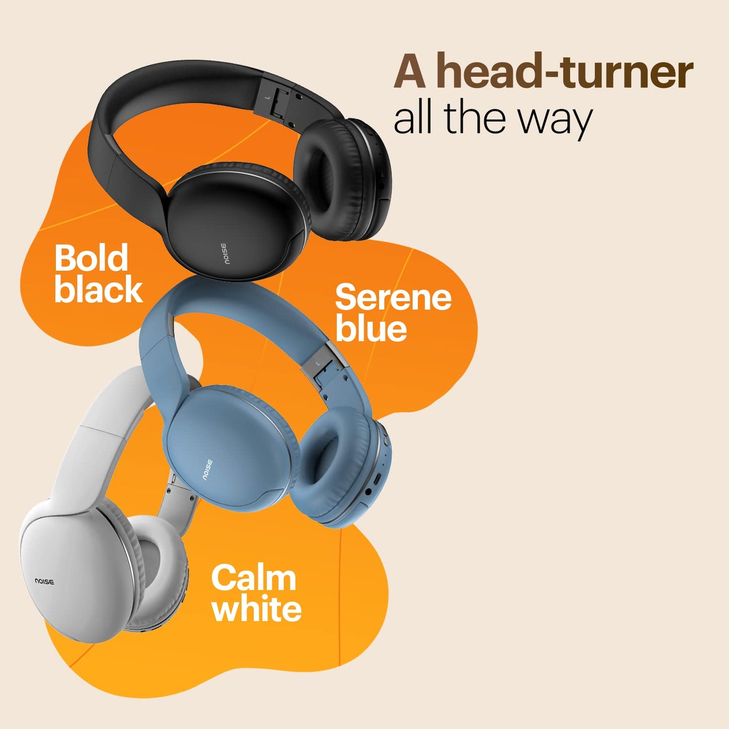 Noise Two Wireless On-Ear Headphones with 50 Hours Playtime, Low Latency(up to 40ms), 4 Play Modes, Dual Pairing, BT v5.3 (Serene Blue)