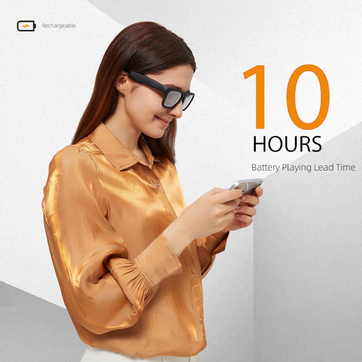 OhO sunshine Unisex-adult Audio Rectangular Polarized Sunglasses, Bluetooth 5.0 Version Wireless, Open Ear Style Listen Music and Calls - Pack of 1 (Black Frame-black Lens, One Size)