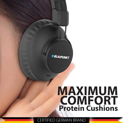 Blaupunkt Newly Launched BH41 Bluetooth Wireless Over Ear Headphones I Long Playtime I 40MM Drivers I Foldable I Flexible & Light Weight I Built in Mic I TurboVolt Fast Charging