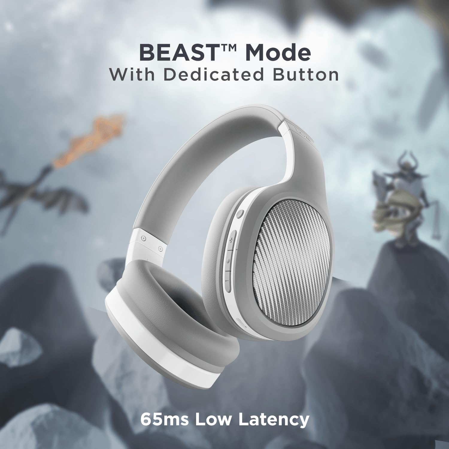 boAt Rockerz 460 Wireless Over Ear Headphones w/Up to 30hrs Playtime, 40mm Drivers, Beast™ Mode, ENx™, Dual Pairing, BT v5.2, Instant Voice Assistant, Adaptive Fit(Crimson White)