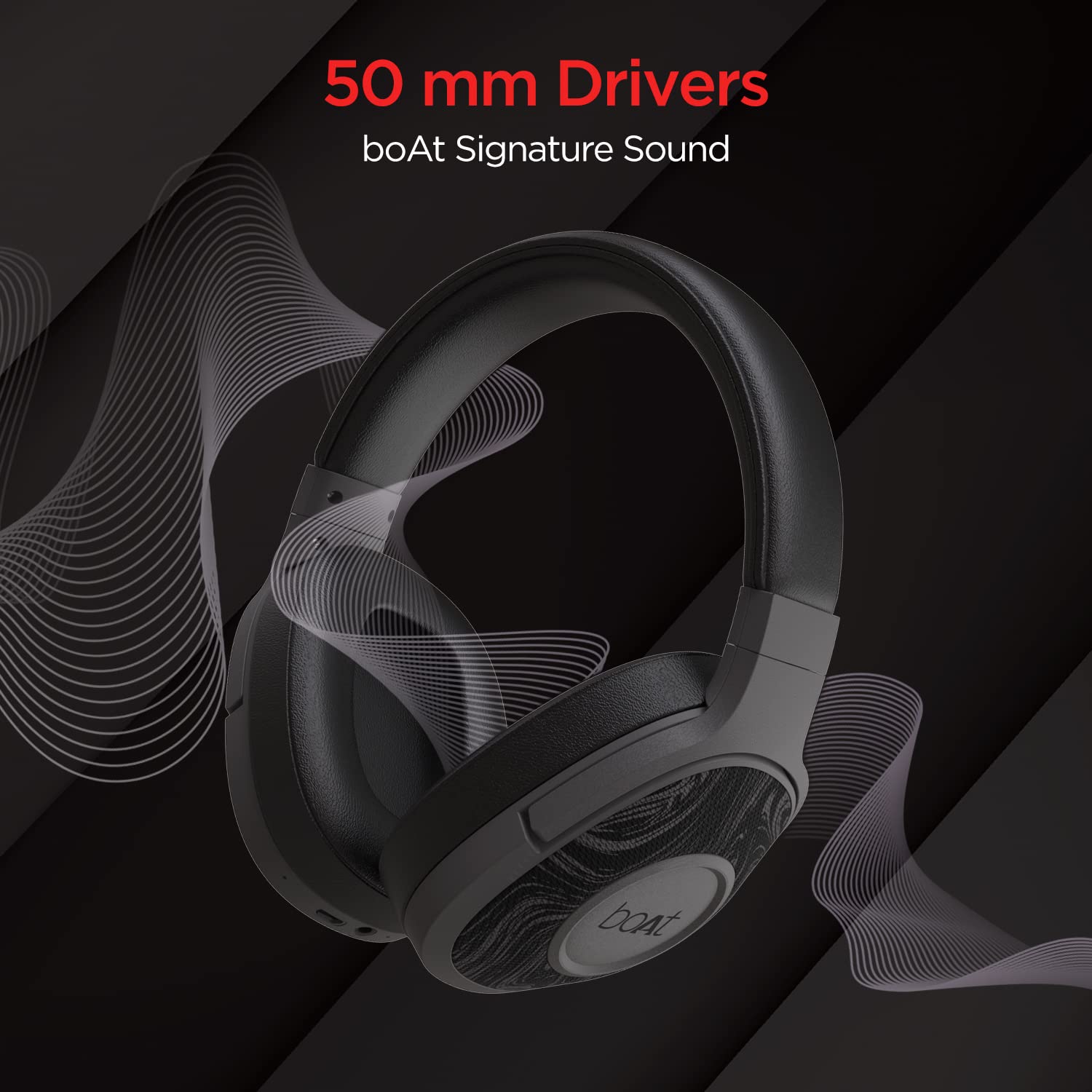boAt Rockerz 550/Rockerz 558 Over Ear Bluetooth Headphones with Upto 20 Hours Playback, 50MM Drivers, Soft Padded Ear Cushions and Physical Noise Isolation(Black)