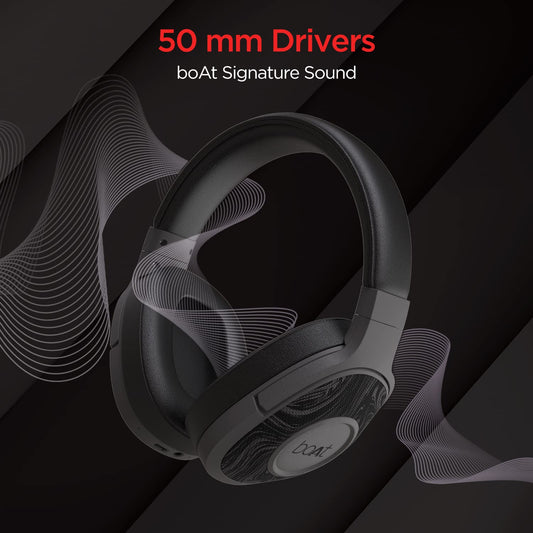 boAt Rockerz 550/Rockerz 558 Over Ear Bluetooth Headphones with Upto 20 Hours Playback, 50MM Drivers, Soft Padded Ear Cushions and Physical Noise Isolation(Black)
