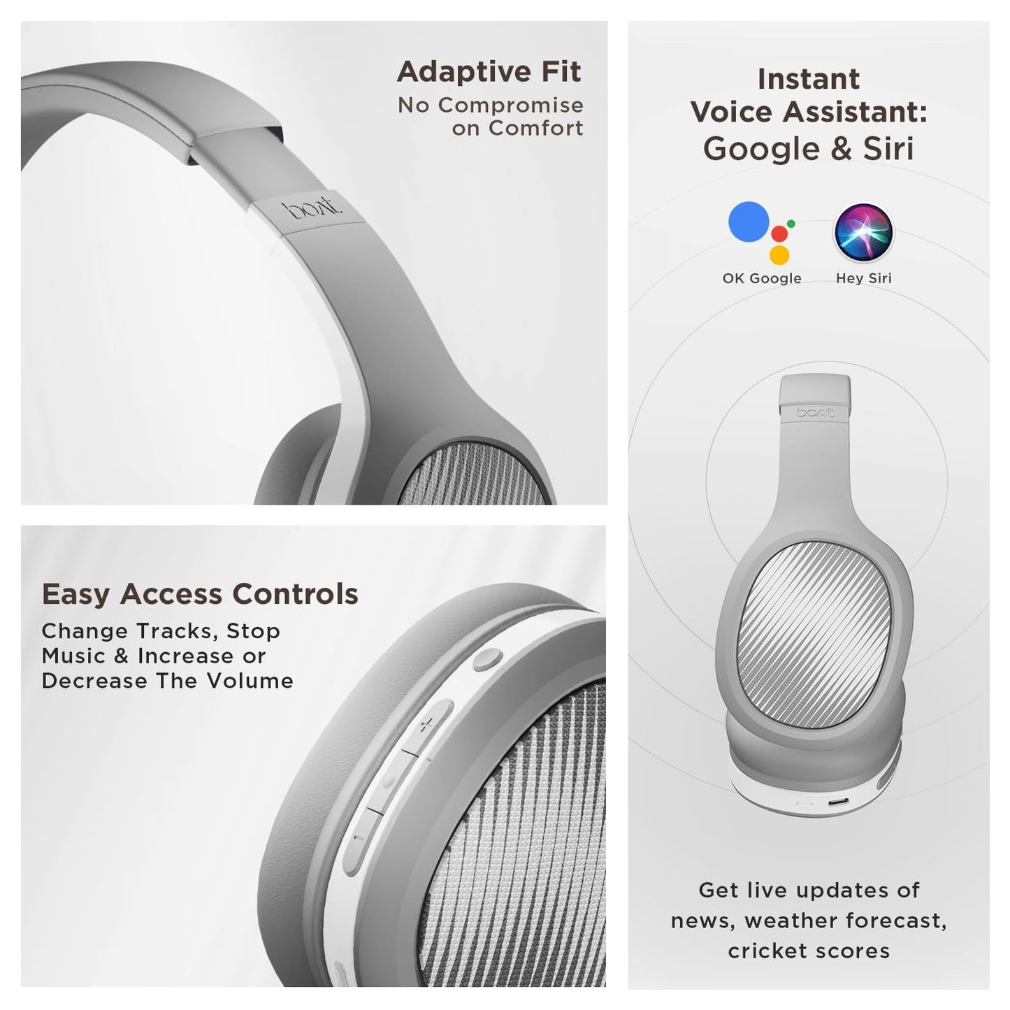boAt Rockerz 460 Wireless Over Ear Headphones w/Up to 30hrs Playtime, 40mm Drivers, Beast™ Mode, ENx™, Dual Pairing, BT v5.2, Instant Voice Assistant, Adaptive Fit(Crimson White)