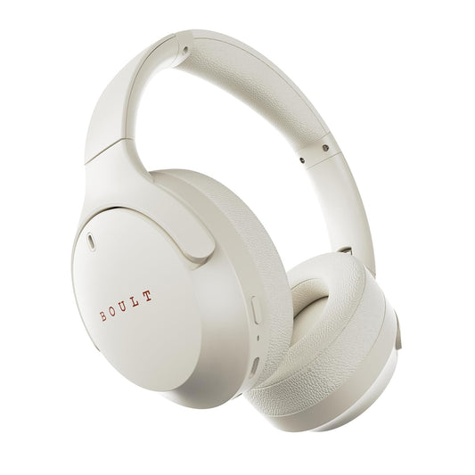 Boult Q Over Ear Bluetooth Headphones with 70H Playtime, 40mm Bass Drivers, Zen™ ENC Mic, Type-C Fast Charging, 4 EQ Modes, Bluetooth 5.4, AUX Option, Easy Controls, IPX5 Wireless Headphones (Beige)