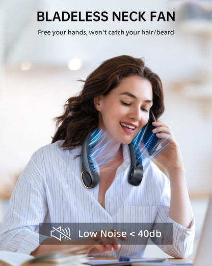 VOTANO Portable Neck Fan, Hands-Free Bladeless, 3 Speeds, 2000 mAh Battery Operated Wearable Personal Fan, Twistable, Rechargeable, Gift for Women Men- Multicolour