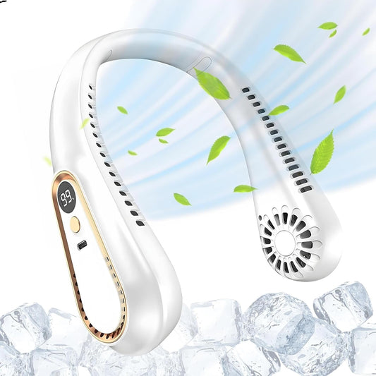 NIDAN Portable Neck Fan – Hands-Free Bladeless Wearable Fan, Ultra-Light Rechargeable USB Fan with 3 Speeds & 48 Air Outlets – Personal Cooling Fan for Travel, Sports, Office, Home