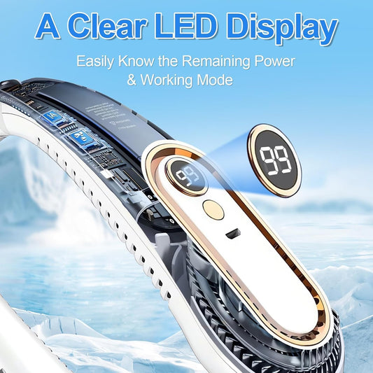 NIDAN Portable Neck Fan – Hands-Free Bladeless Wearable Fan, Ultra-Light Rechargeable USB Fan with 3 Speeds & 48 Air Outlets – Personal Cooling Fan for Travel, Sports, Office, Home