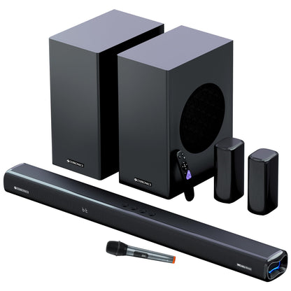 ZEBRONICS Juke BAR 7600 Soundbar, 300 Watts, 5.1 Surround, Dual Rear Satellites, Triple Driver Soundbar, 6.5"" Subwoofer, Bluetooth | HDMI (ARC) | Optical | USB | AUX