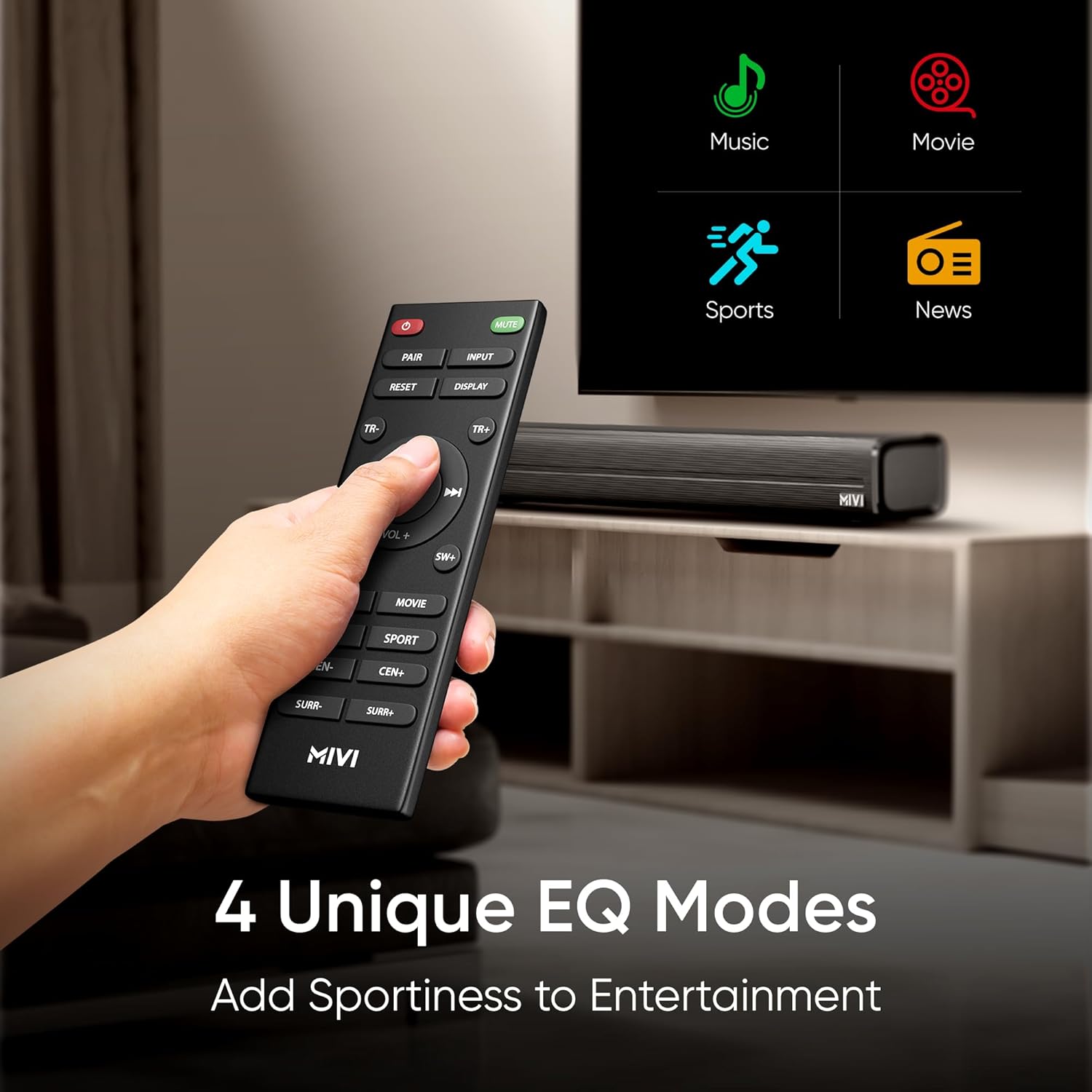 Mivi Fort H350 Soundbar [Just Launched], 5.1 Channel with 3 Built-in Speakers, 2 Satellite Speakers & External Subwoofer, Multiple EQ/Input Modes, Home Theatre 5.1,Made in India Sound Bar
