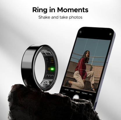 boAt SmartRing Active w/Stylish Stainless-Steel & Lightweight, Health Monitor, Magnetic Charging Case, 5ATM,Crest App & Coins, 20+ Sports Modes(Midnight Black 12)