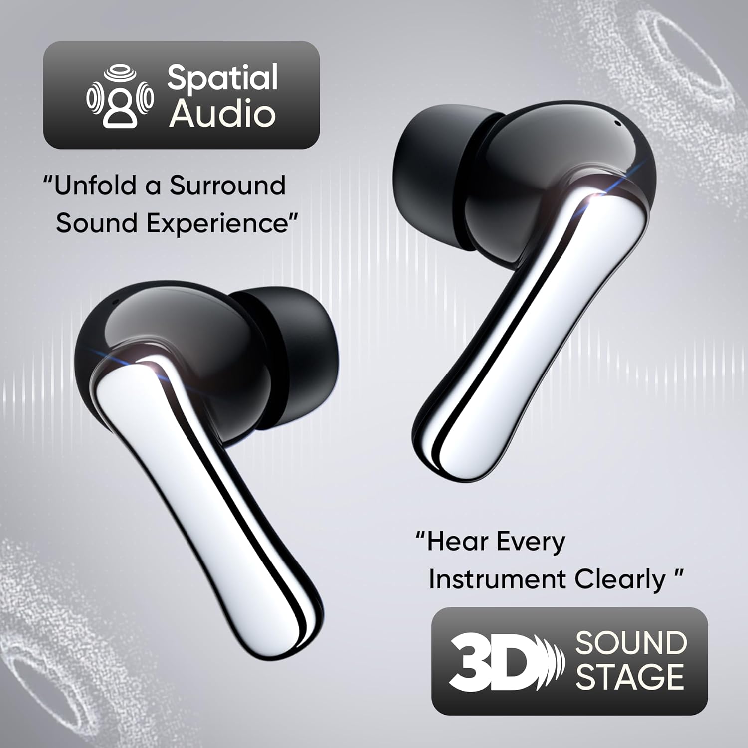 Mivi SuperPods Halo [Flagship Launch], 35dB ANC Active Noise Cancellation in Ear Ear Buds Wireless, Spatial Audio, 60HRS Battery,13mm Drivers, IPX4, v5.4 Bluetooth Earbuds with Mic