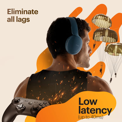 Noise Two Wireless On-Ear Headphones with 50 Hours Playtime, Low Latency(up to 40ms), 4 Play Modes, Dual Pairing, BT v5.3 (Serene Blue)
