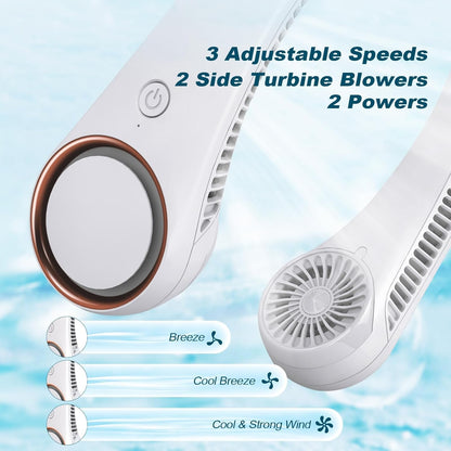 VOTANO Portable Neck Fan, Hands-Free Bladeless, 3 Speeds, 2000 mAh Battery Operated Wearable Personal Fan, Twistable, Rechargeable, Gift for Women Men- Multicolour
