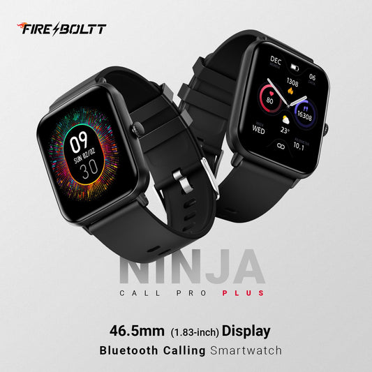Fire-Boltt Ninja Call Pro Plus Smart Watch 1.83 inch with Bluetooth Calling, AI Voice Assistance, 100 Sports Modes IP67 Rating, 240 * 280 Pixel High Resolution (Black)