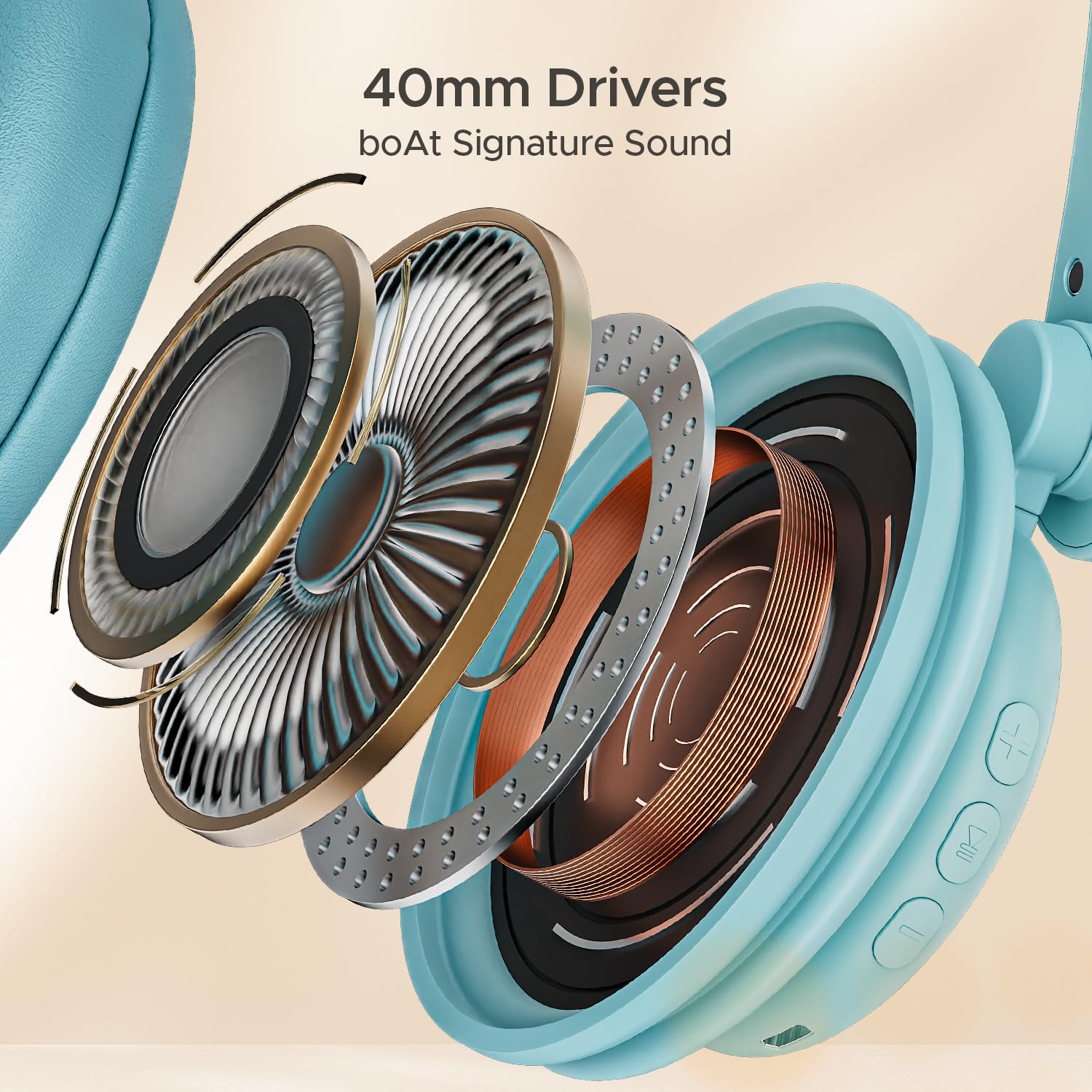 Boat Rockerz 450 Pro Bluetooth Wireless On Ear Headphones with Mic with 70 Hours Battery, 40Mm Drivers, Bluetooth V5.0 Padded Ear Cushions, Easy Access Controls and Voice Assistant(Aqua Blue)