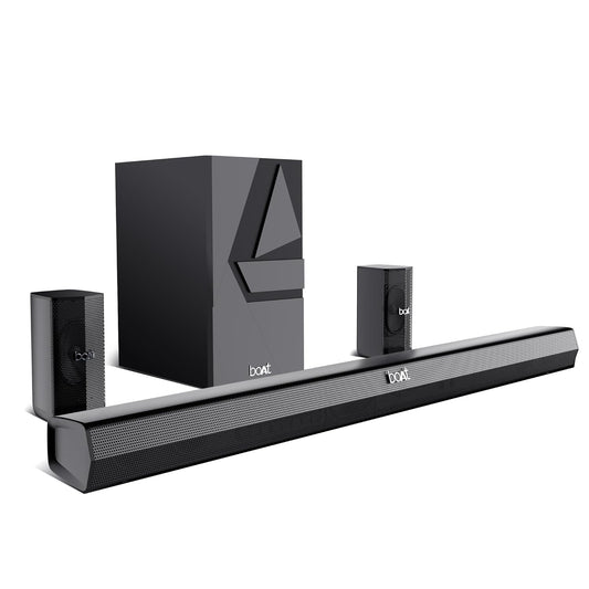 boAt Aavante Bar Azure Pro, 550 W Sound, 5.1CH with Wireless Rear Satellite Speakers, EQ Modes, BTv5.4,Multiple Ports, Master Remote, Bluetooth Sound Bar, Home Theatre Soundbar Speaker (Premium Black)