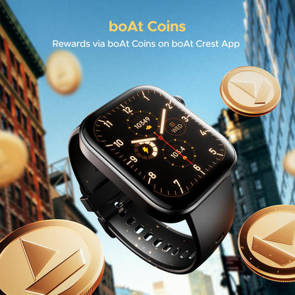 Boat Storm Call 3 w/Turn-by-Turn Navigation, 1.83" (4.6 cm) HD Display, Bluetooth Calling, Crest+ OS, QR Tray, Watch Face Studio, Coins, Emergency SOS Smart Watch for Men & Women(Active Black)